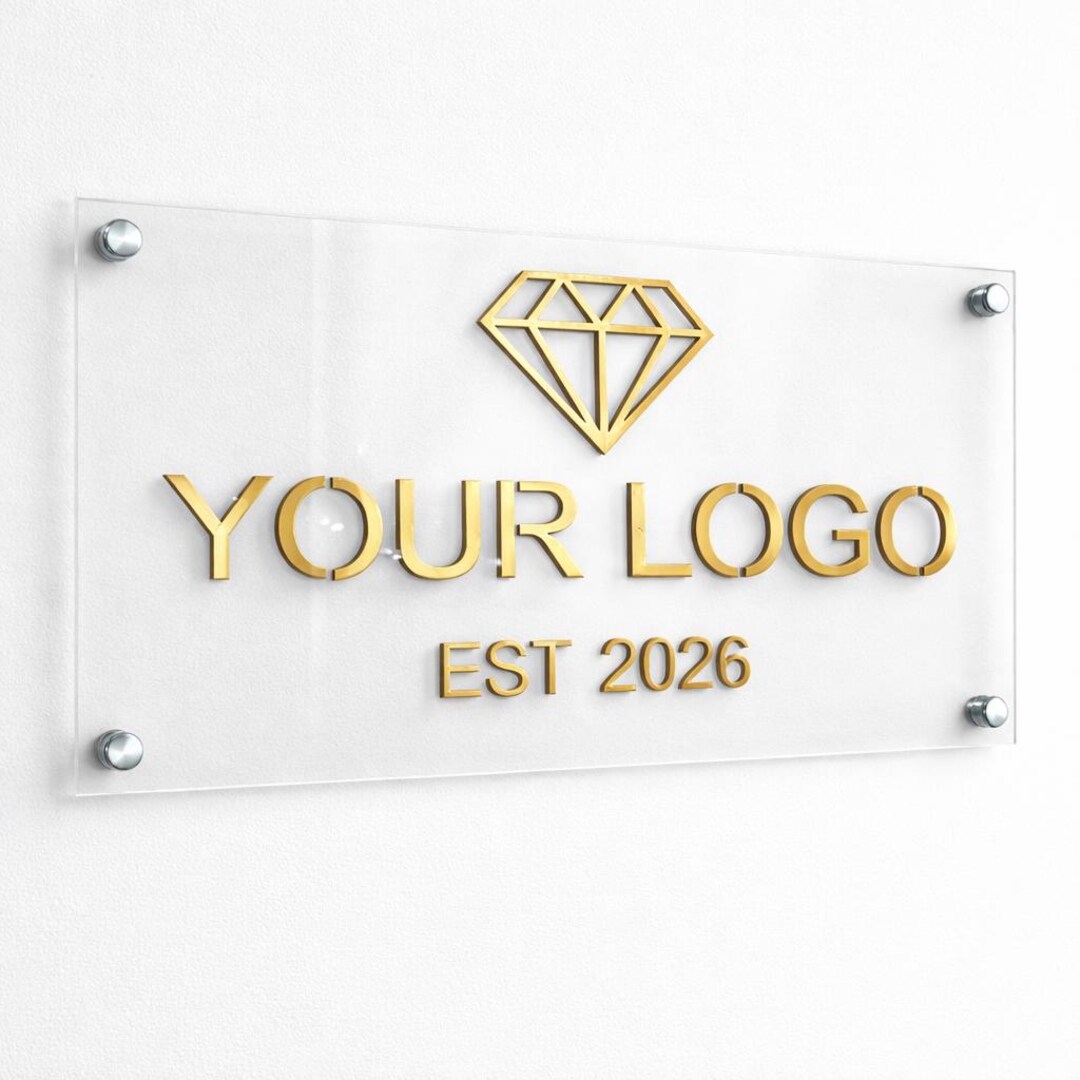 Custom Logo Sign | Acrylic Sign | Gold Raised Letter Sign | Reception ...