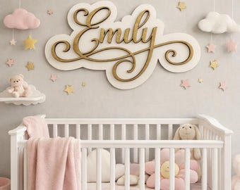 Letrero personalizado para la habitación del bebé / Regalo para baby shower / Decoración de pared con el nombre del bebé / Decoración personalizada para la habitación infantil / Letras de madera en capas para la habitación del bebé