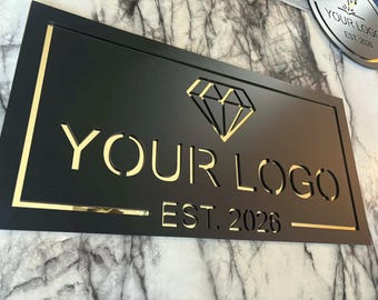 Letrero con logotipo comercial / Letrero con logotipo personalizado / Decoración de área de recepción / Arte mural moderno / Decoración de joyería / Letrero en capas / Letrero cortado con láser