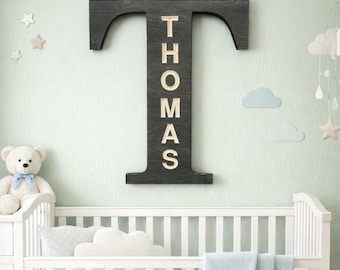 Plaque nominative rustique pour chambre de bébé, décoration murale en bois gravée CNC, plaque personnalisée pour chambre de bébé, affichage personnalisé du nom de bébé,
