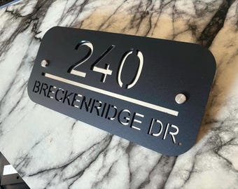 Letrero de dirección moderno de acrílico con espejo, números de casa cortados con láser, placa personalizada contemporánea para el hogar.