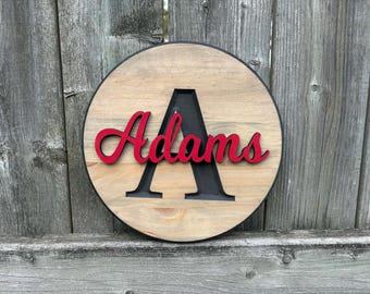 Regalo de boda personalizado, arte mural de bienvenida moderno, letrero con apellido, regalo familiar, regalo de décimo aniversario, placa de pared de madera, decoración moderna para el hogar