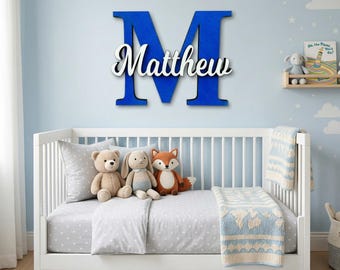 Letrero personalizado para la habitación del bebé / Decoración con el nombre del bebé / Arte moderno para la pared de la habitación del bebé / Decoración personalizada para la habitación infantil / Letras de madera personalizadas para la habitación del bebé