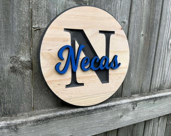 Letrero de madera personalizado con nombre familiar, letrero multicapa 3D con año de fundación, letrero con apellido, regalo familiar, regalo de boda,