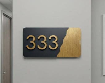 Letrero moderno para oficina / Letrero con número personalizado / Letrero para habitación de hotel / Letrero con número de puerta / Letrero personalizado / Letrero con número para casa / Letrero para apartamento