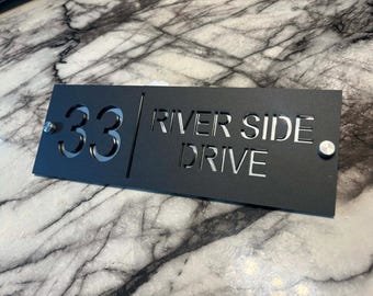 Placa de dirección personalizada / Números de casa personalizados / Letrero de entrada moderno / Letrero de acrílico con efecto espejo / Número reflectante / Placa para exteriores