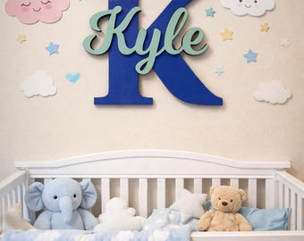 Letrero personalizado para bebé / Letrero moderno para habitación de bebé / Decoración para habitación de niño / Arte de pared para guardería / Letrero personalizado con el nombre del bebé / Regalo para baby shower