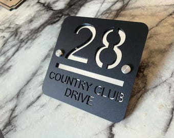 Letrero moderno con espejo para la dirección / Placa acrílica con el número de la casa / Letrero personalizado para exteriores / Letrero cortado con láser / Números de casa / Placa para el hogar