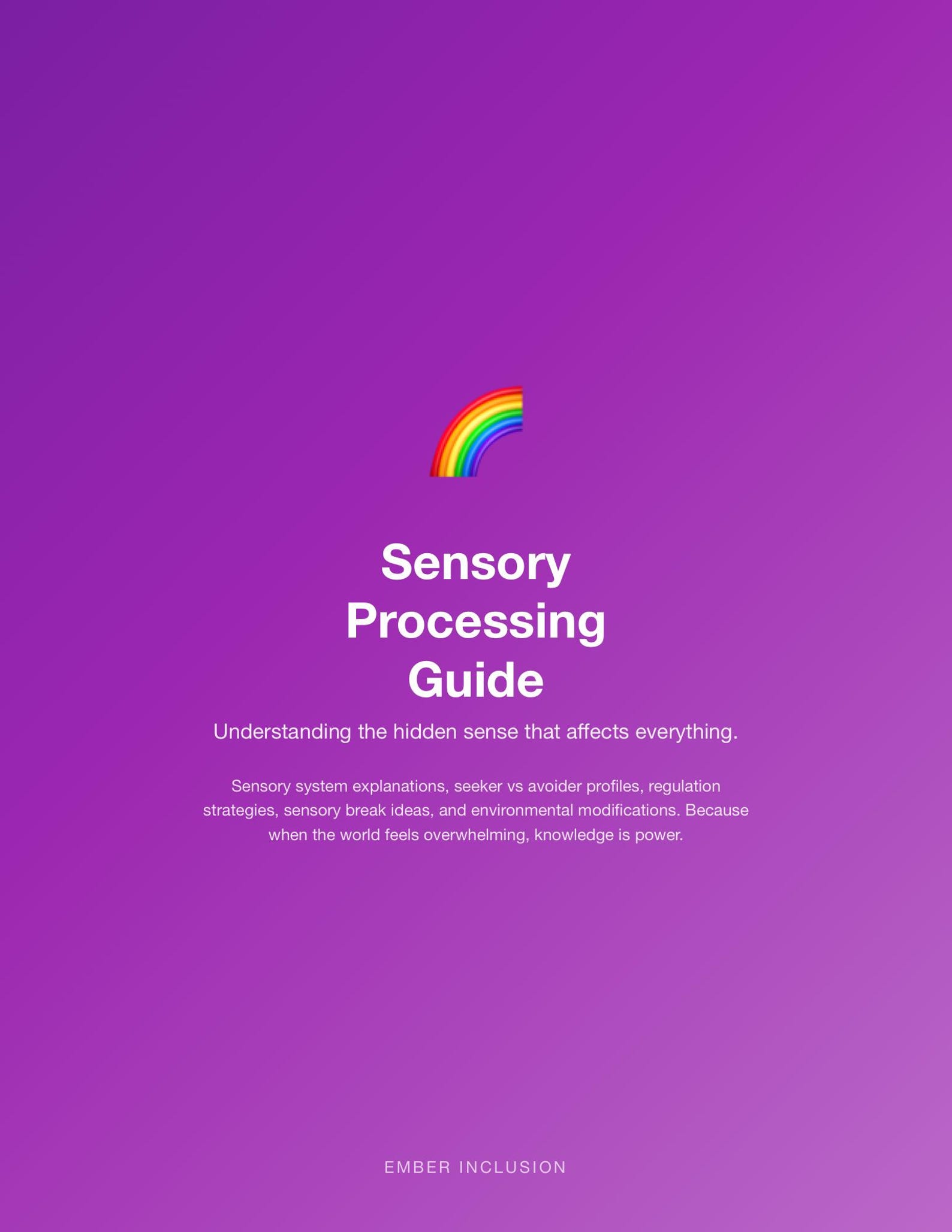 Sensory Processing Guide Printable Autism Kids Sensory Diet Activities ...