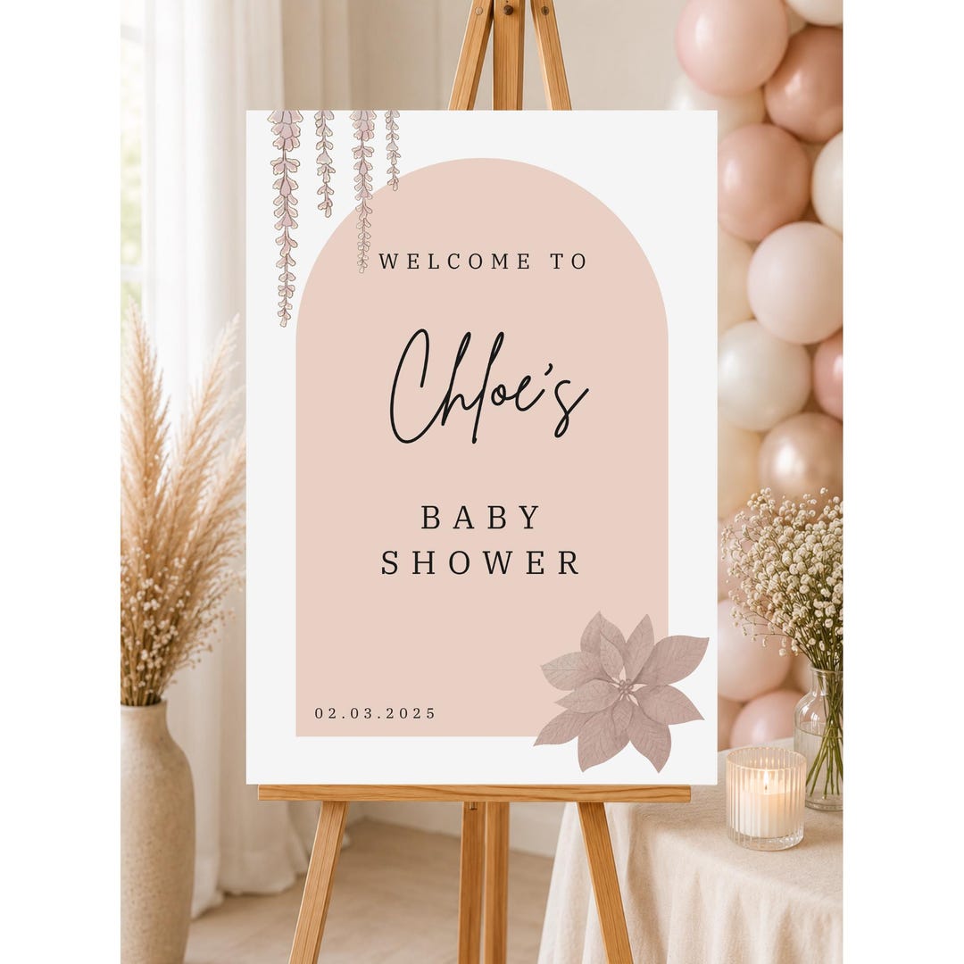 Editable Blush Baby Shower Welcome Sign | Neutral Baby Shower Sign ...