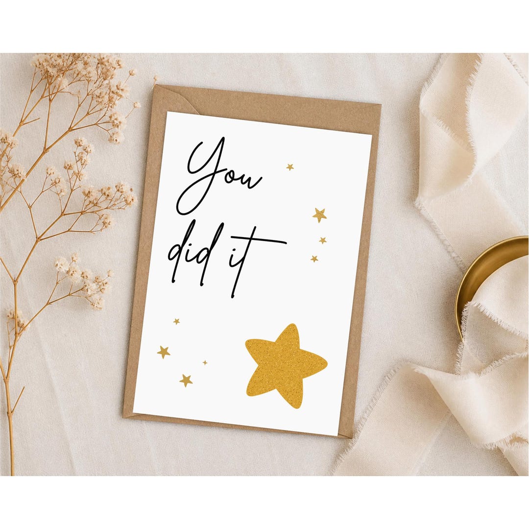 You Did It Card Printable | Star Congratulations Card | A6 Celebration ...