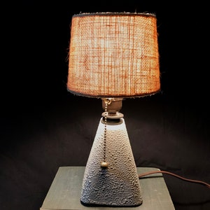 concrete pyramid lamp with styro texture bronze pull chain socket brown cord w/inline on/off/high/low roller switch accent lamp bedside lamp