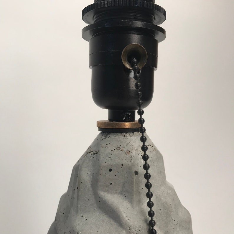 Little Iceland Concrete Lamp with oiled bronze pull chain socket bronze rubber washers listed with Oat color shade narrow lamp accent lamp