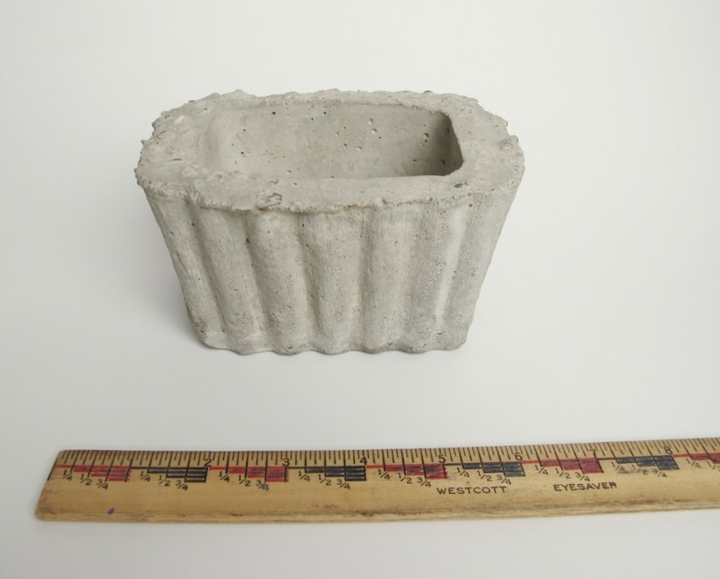 small garden patio container Mighty; Concrete Planter with accordion texture Small