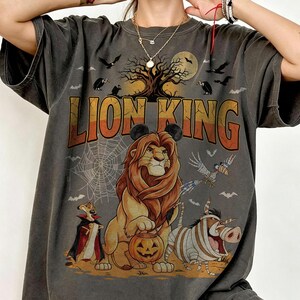 Retro Comfort Colors Lion King Halloween Shirt, Simba Mickey Ears Tee, Spooky Timon & Pumbaa Disney Halloween Family Vacation Shirt