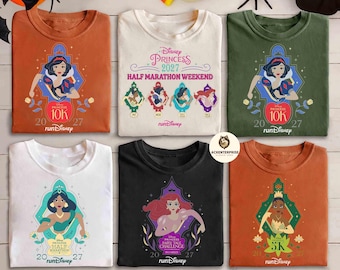 Disney Princess Half Marathon Weekend All Event T-shirt, Snow White Ariel Tiana Jasmine Running Tank Top, 5K Tank top, WDW Marathon Trip Tee