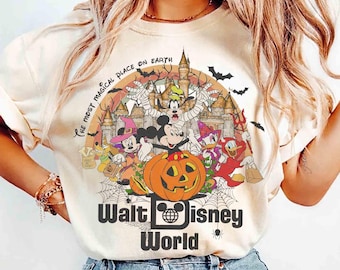 Walt Disney World Mickey & Friends Halloween Shirt, The Most Magical Place On Earth Halloween Tee, Mickey Not So Scary Party, Family Trip