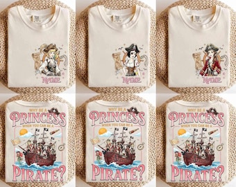 Camiseta vintage personalizada da Princesa Pirata da Disney, estampa dupla face "Por que ser uma princesa quando você pode ser uma pirata?", camiseta com estampa "Vida de Pirata" para meninas.