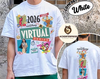 2-Sided runDisney Virtual Series 2026 T-Shirt, Hercules Pocahontas A Goofy Movie 5K Half Marathon Tee, Disney Virtual Race 5K Tank Top Shirt