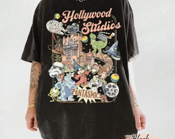 Retro Disney Hollywood Studios Png, Mickey & Friends Fantasmic Hollywood Tower, Toy Story, Monster Inc, Star Wars Tee, Disney Family Trip