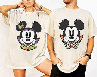 Disney Mickey & Minnie Vampire Big Face T-Shirt, Mickey's Not So Scary Party Tee, Fan Club Mickey Mouse Tee, WDW Disneyland Family Trip Tee