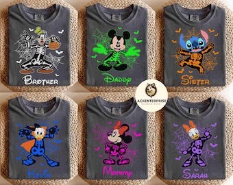 Personalized Mickey and Friends Skeleton Themed Halloween Shirt, Mickey Not So Scary Party Tee, WDW Disneyland Halloween Family Trip Shirt