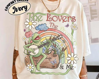 Aquarelle Kermit la grenouille Muppets arc-en-ciel PNG, les amoureux les rêveurs et moi Png, T-shirt Kermit Muppets, voyage en famille Disneyland assorti