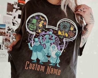 Personalized Disney Haunted Mansion Halloween T-shirt, Hitchhiking Ghost Halloween Shirt, Madame Leota Tee, WDW Disneyland Family Trip Shirt