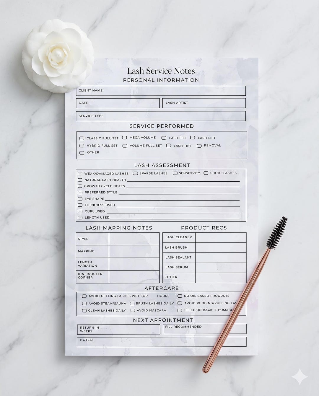 Lash Tech Client Notes Notepad | Tear-off Service Record Pad - Etsy