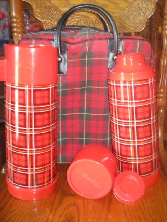 Aladdin Plaid Travel Case with Two Large Thermoses, P… Gem