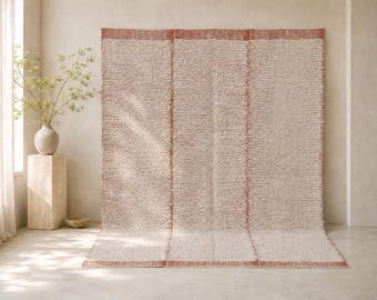 200x300 Handgeknüpfter Wollteppich Terrakotta Creme Teppich Benutzerdefinierte Größe Verfügbar