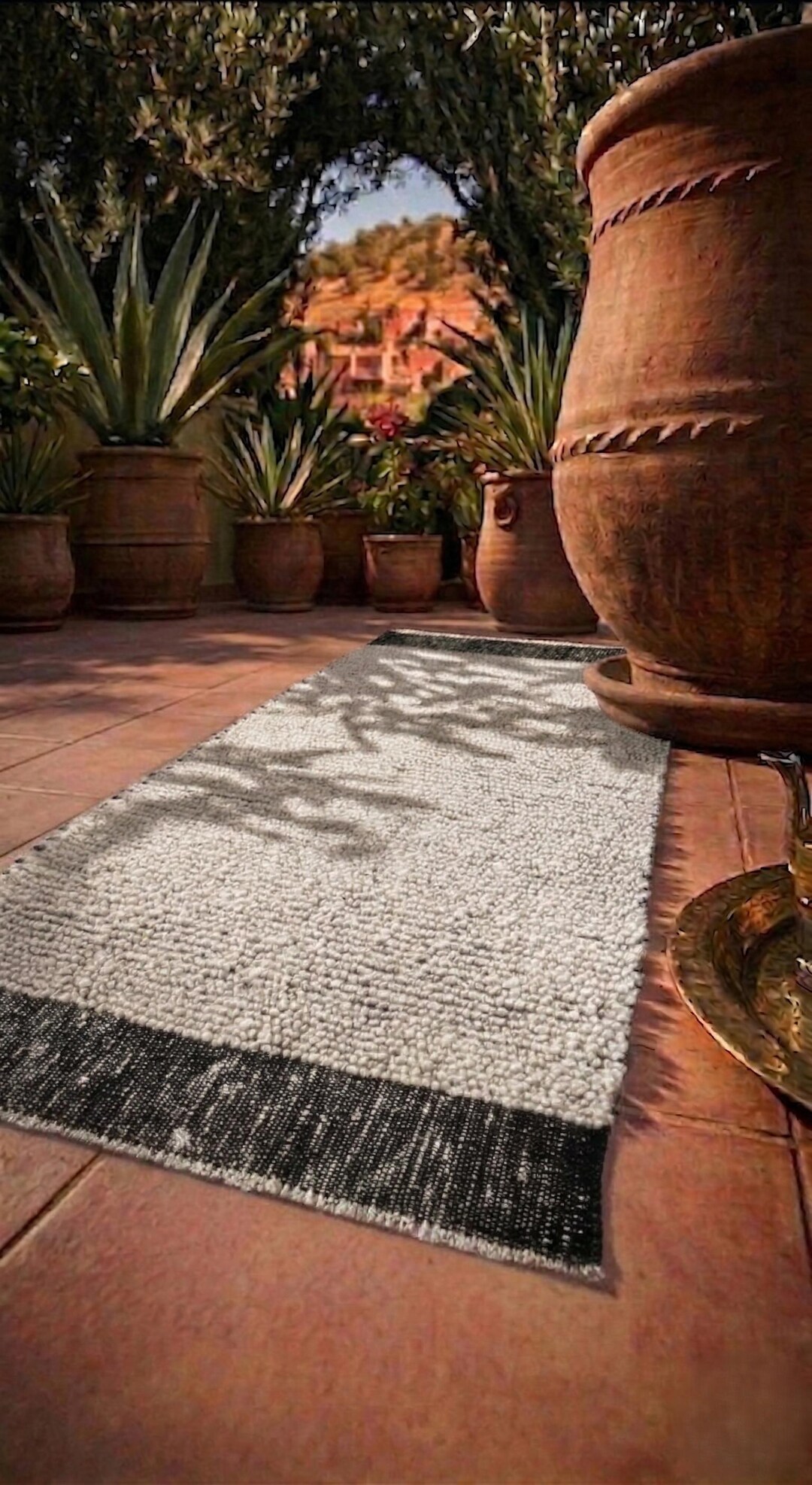Border Rug - Ivory Moroccan Wool Area Rug Handmade Neutral Carpet 3x2 ...
