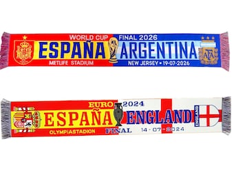 Paquete de 2 bufandas España vs Argentina Inglaterra Copa del Mundo Eurocup final Estadio MetLife 2026 Apoyo al partido Aficionado Día del partido Fútbol
