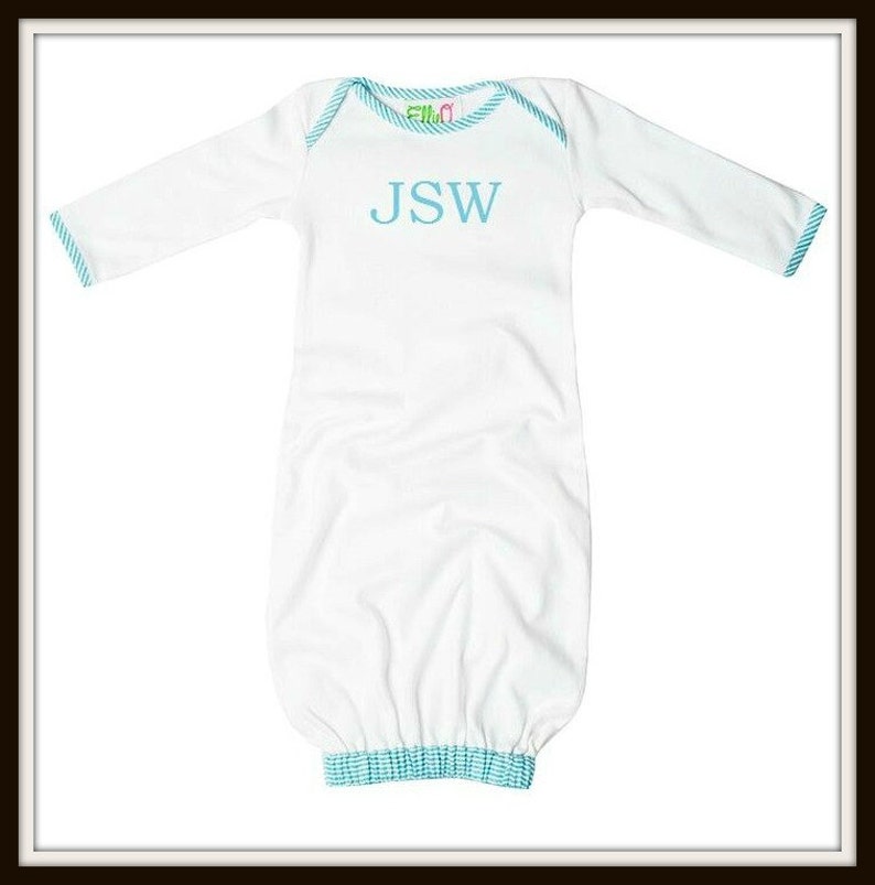 Personalized Baby Boy Gowns Seersucker Infant Gown Baby Etsy