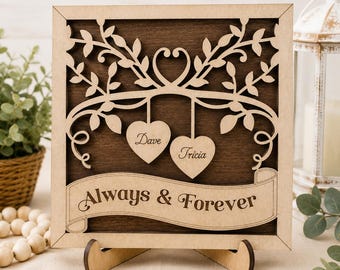 Personalized Wood Couple Sign | Anniversary Gift for Couples | Engagement Gift
