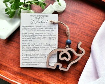 Celebrate Sisterhood - Elephant Ornament with Card - Friendship Gift - Story Ornaments
