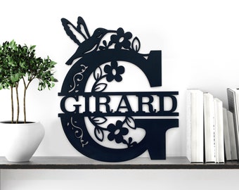 Hummingbird Custom Monogram Sign - Personalized sign