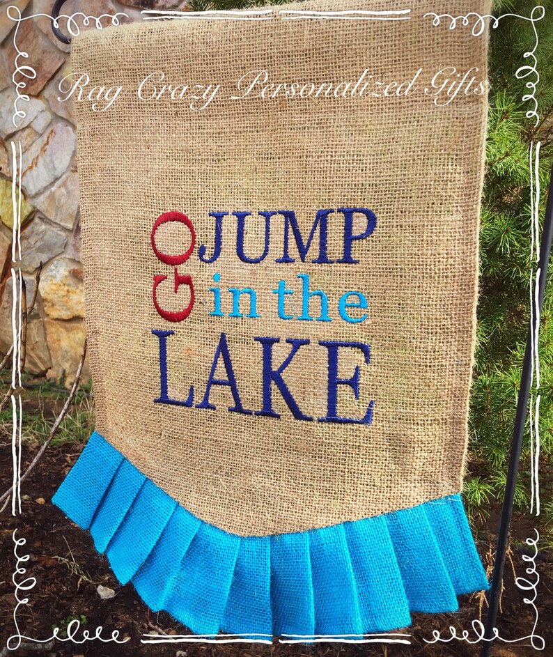 Burlap Garden Flag Embroidered Lake House Garden Flag Custom Etsy