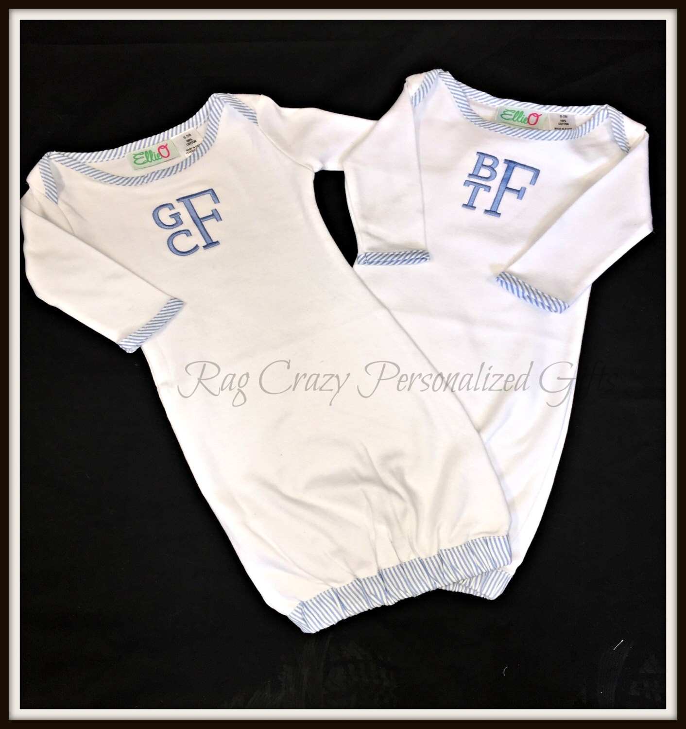 Personalized Baby Boy Gowns Seersucker Infant Gown Baby Etsy