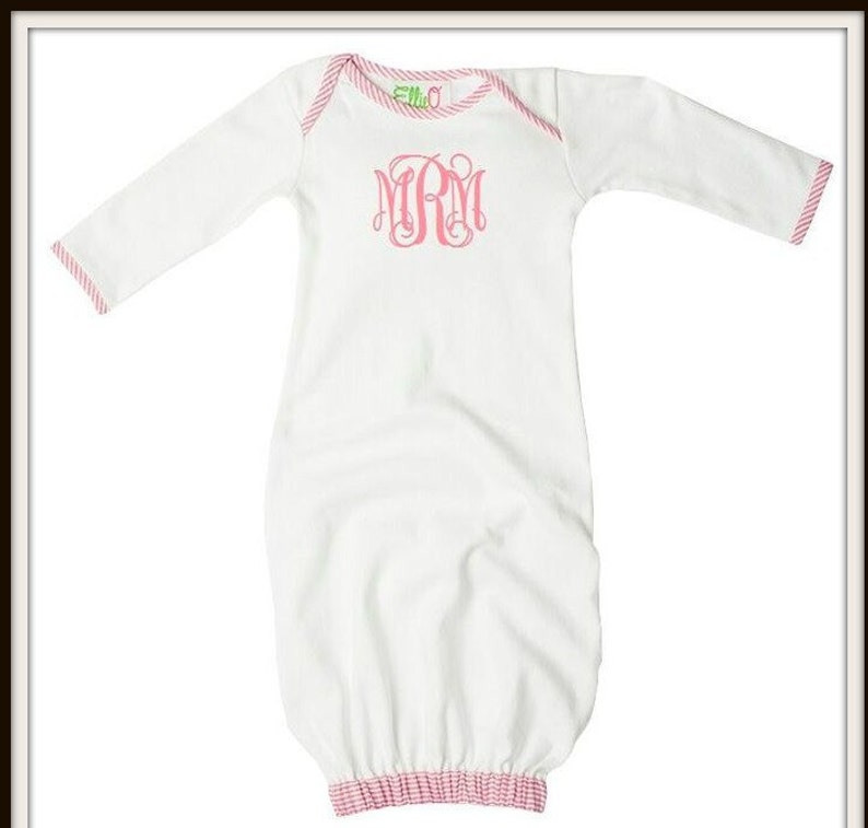 Personalized Baby Boy Gowns Seersucker Infant Gown Baby Etsy