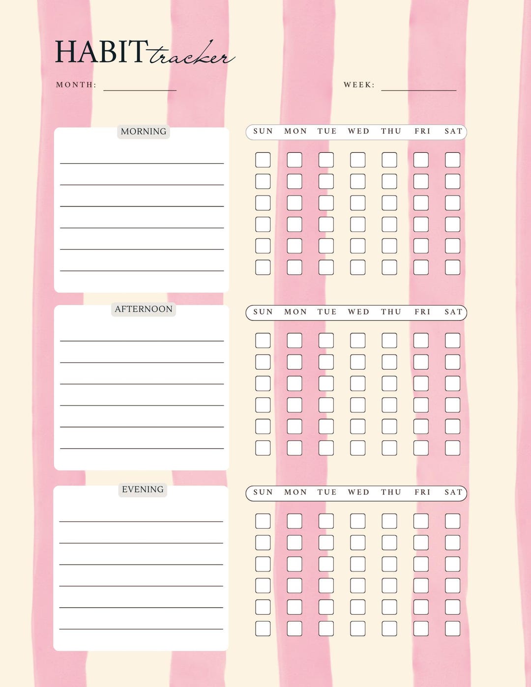 Cute Habit Tracker Printable Pink Pastel Aesthetic PDF Minimalist ...