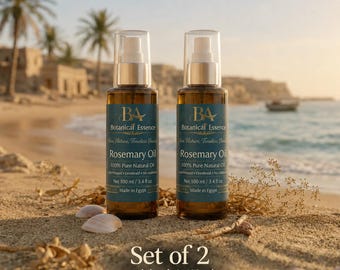 Huile de romarin BA pour la croissance des cheveux et la santé du cuir chevelu, huile 100 % naturelle pressée à froid, cheveux plus denses, anti-frisottis, traitement des cheveux clairsemés, lot de 2