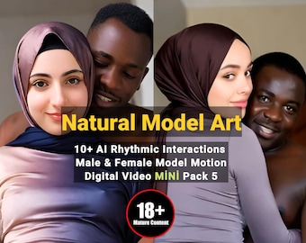 AI Duo Art - Hijab Female & Male Model Rhythmic Interactions - Motion Video Mini Pack 5 (18+)