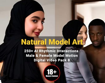 AI Duo Art - Hijab, interactions rythmiques entre modèles féminins et masculins - Pack de 8 vidéos animées (18+)