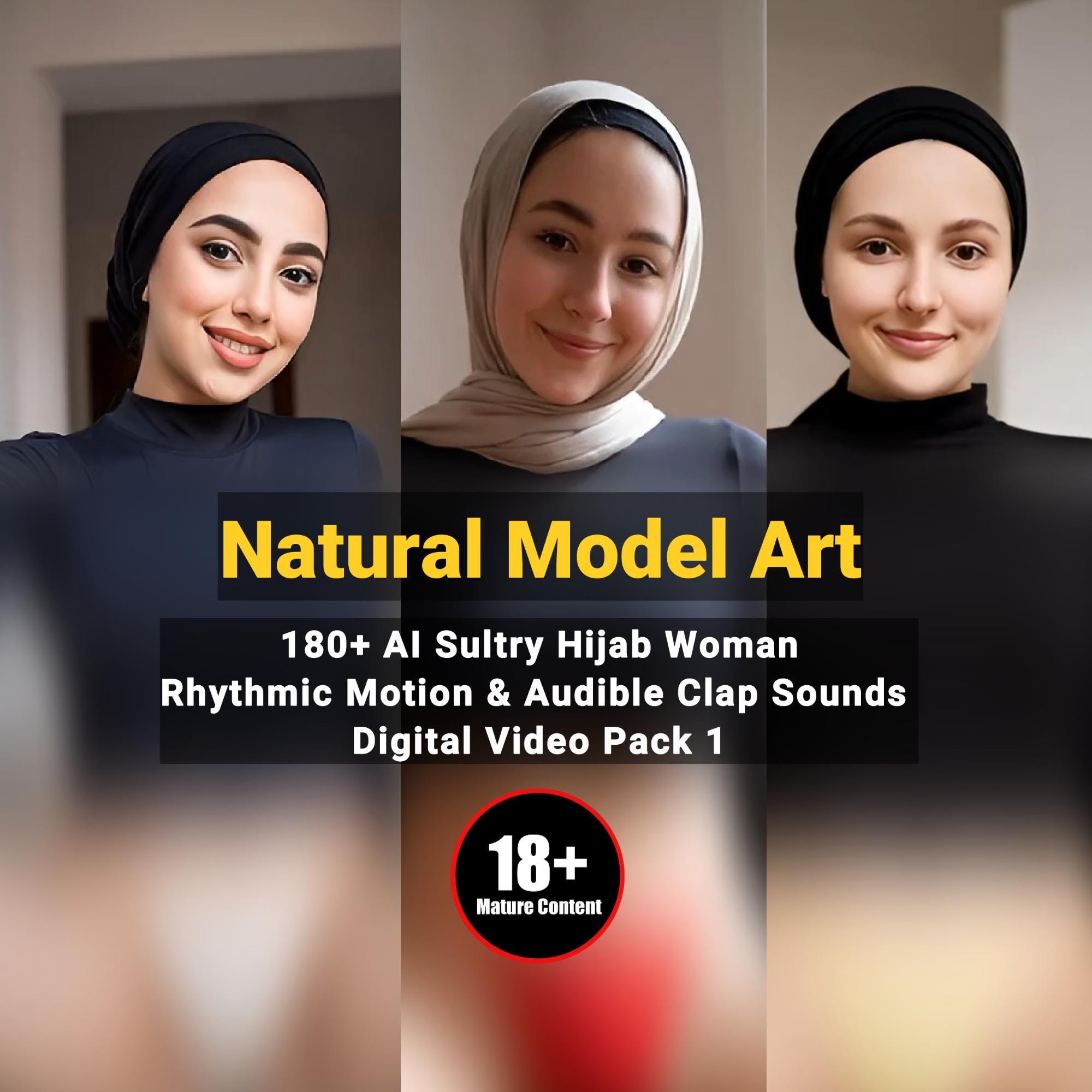 AI Sultry Hijab Woman - Rhythmic Motion Video Pack 1 – Sensual Modest Digital Art (18+) -