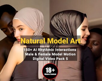 AI Duo Art - Hijab Female & Male Model Rhythmic Interactions - Motion Video Pack 5 (18+)