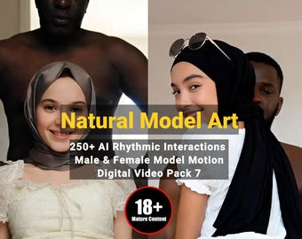 AI Duo Art - Hijab, interactions rythmiques entre modèles féminins et masculins - Pack de 7 vidéos animées (18+)