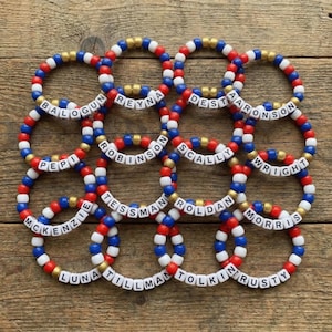 Pulseira de contas de jogador de futebol dos EUA – Joias Kandi para fãs da Seleção Americana na Copa do Mundo de 2026
