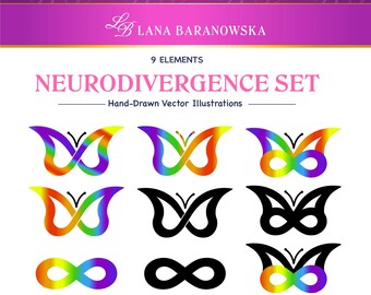 Neurodivergentietekens Handgetekende vector PNG SVG EPS