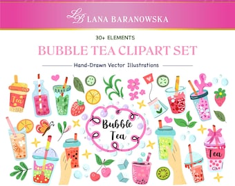 Bubble tea handgetekende vector PNG SVG EPS